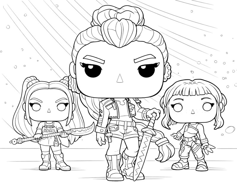 색칠공부 - Rumi, Mira, Zoey - 케이팝 데몬 헌터스 Funko Pop! 피규어