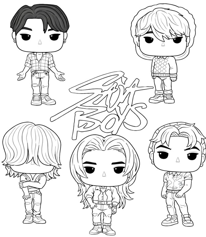 인쇄용 색칠공부 - Saja Boys - 케이팝 데몬 헌터스 Funko Pop! 피규어