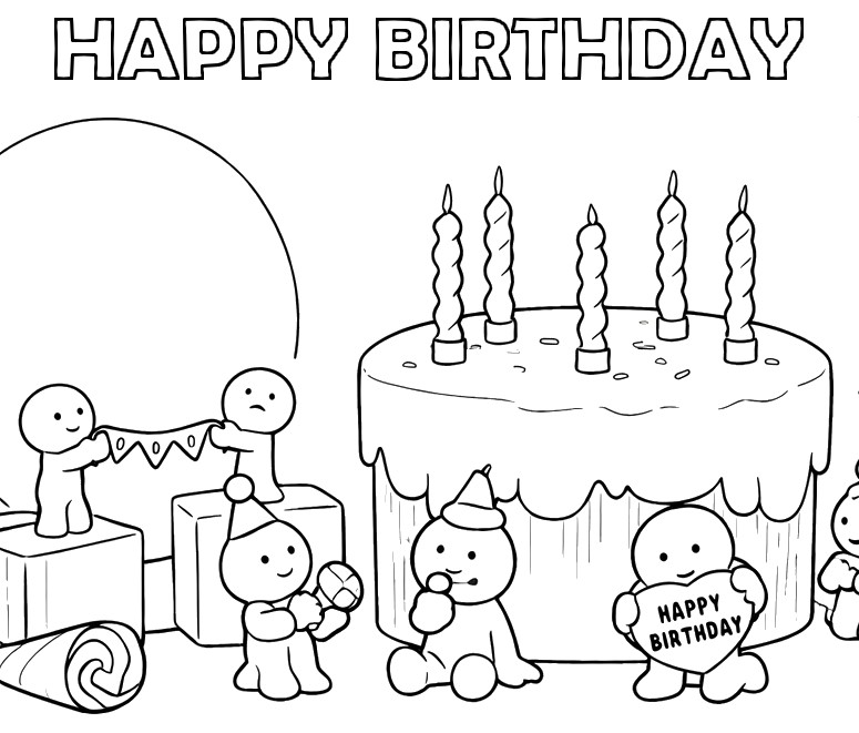 색칠공부 - 생일 축하해요 - 스미스키