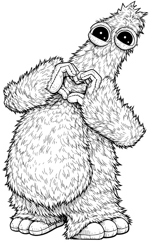 Coloring sheet - Heart - Poppy Playtime 5 - Chum Chompkins