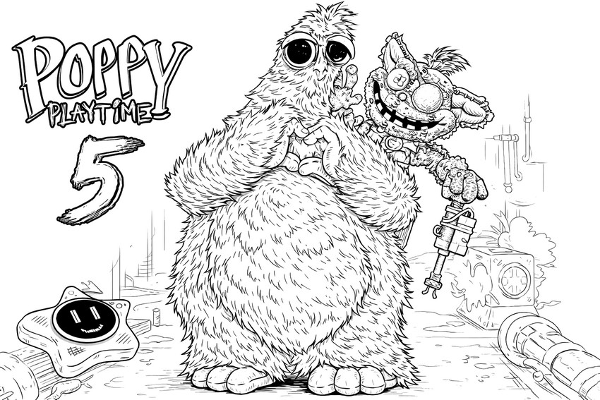 Coloring page - Giblet - Poppy Playtime 5 - Chum Chompkins
