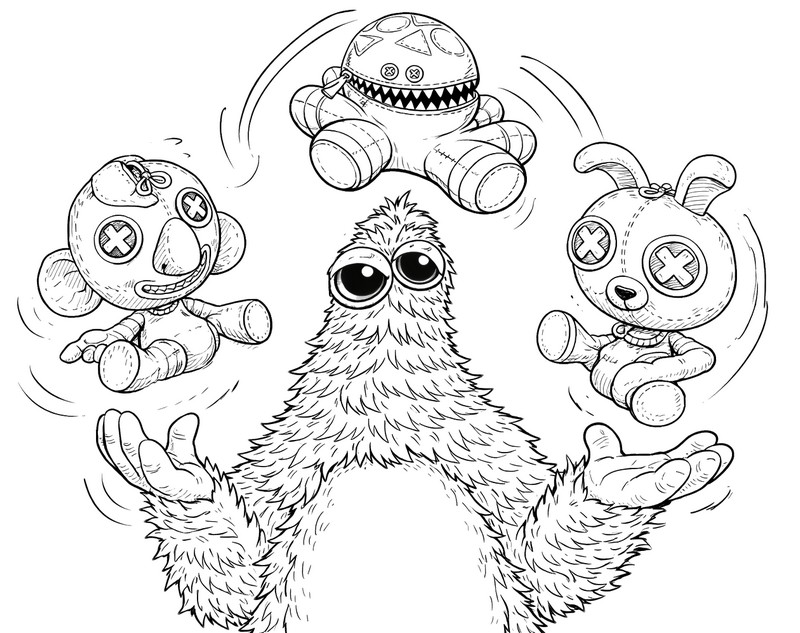 Free coloring page - Juggling - Poppy Playtime 5 - Chum Chompkins