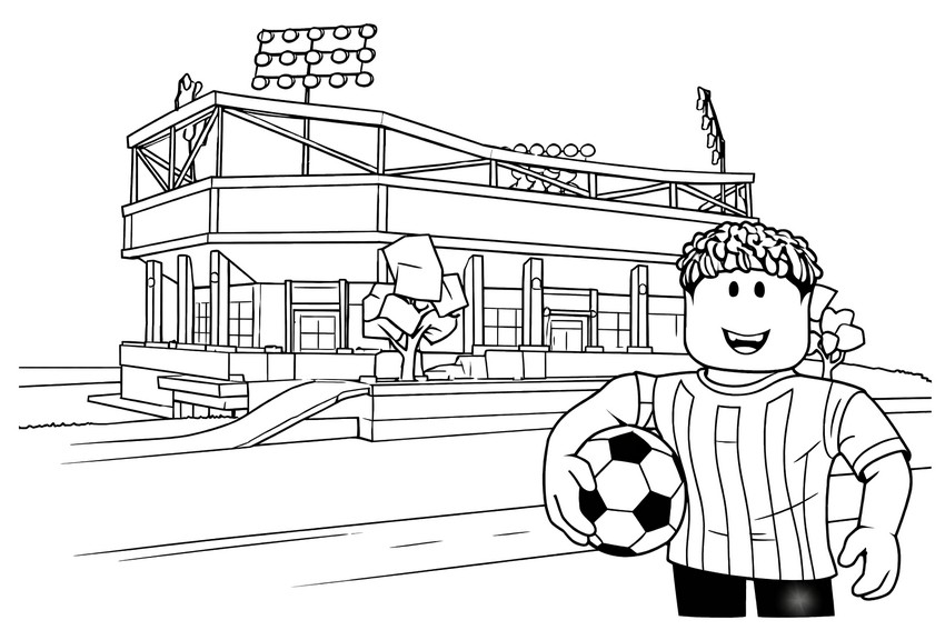 Coloring page - Football match - Roblox - Brookhaven RP