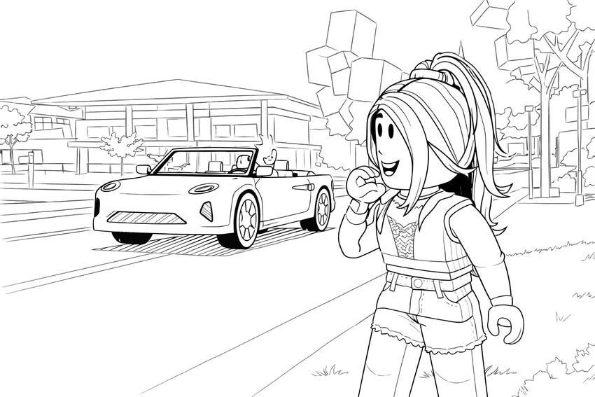 Printable coloring - The sports car - Roblox - Brookhaven RP