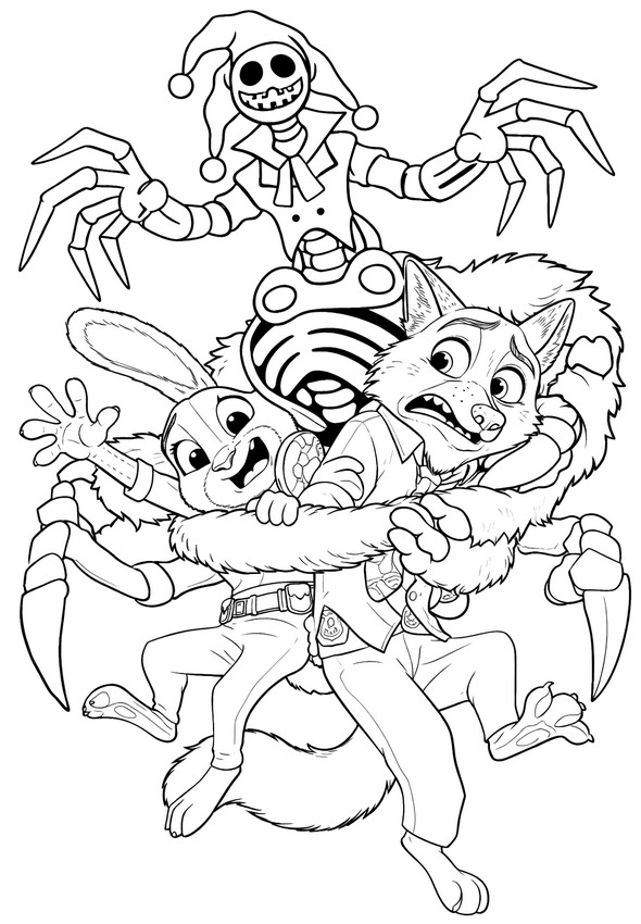 Imagen para colorear - Zootopia 2 - El prototipo - Poppy Playtime - Crossover