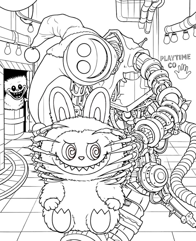 Drawing to color - The prototype and Labubu - Poppy Playtime - Crossover