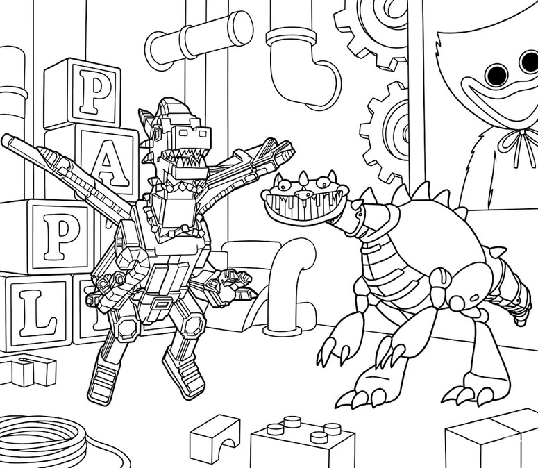 Drawing to color - Steal a brainrot & Pianosaurus - Poppy Playtime - Crossover