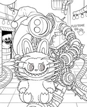 Free coloring page - The prototype and Labubu - Poppy Playtime - Crossover