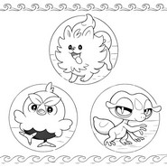 Drawing to color - Browt, Pombon, Gecqua - Pokémon Winds and Waves