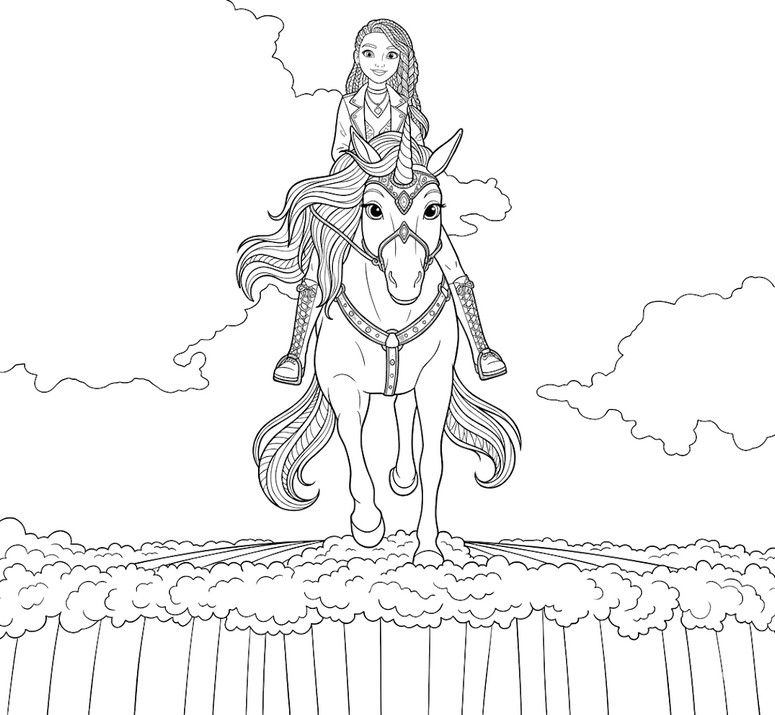 Printable coloring - Galloping through the clouds - Unicorn Academy - Secrets revealed