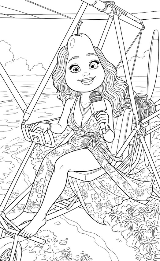 Coloriage à imprimer - La présentatrice Poire - L’île de la Skibidi Tentafruit