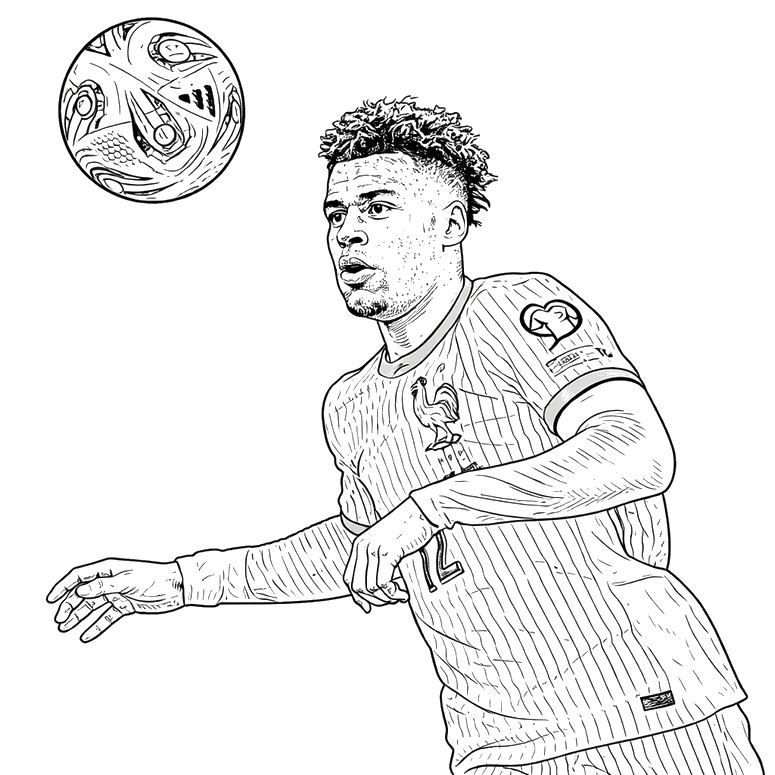 Image à colorier - Désiré Doué - Equipe de France de football 2026