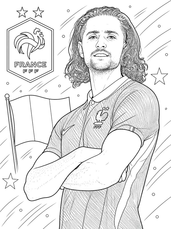 Ausmalbild - Rabiot - Französische Fußballnationalmannschaft 2026
