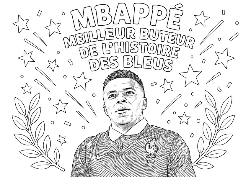 Image to color - Mbappé top scorer - France national football team 2026