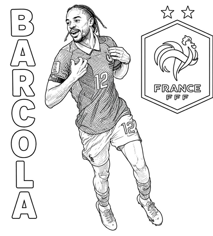 Coloring page - Barcola - France national football team 2026