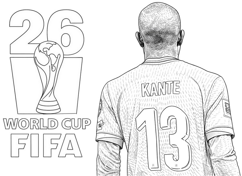 Coloriage à imprimer - N'Golo Kanté - Equipe de France de football 2026