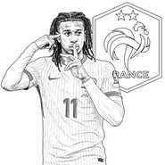 Coloriage à imprimer - Michael Olise - Equipe de France de football 2026