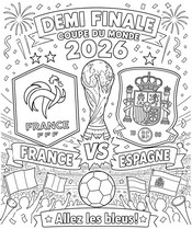Zeichnung zum Ausmalen - Halbfinale - Französische Fußballnationalmannschaft 2026