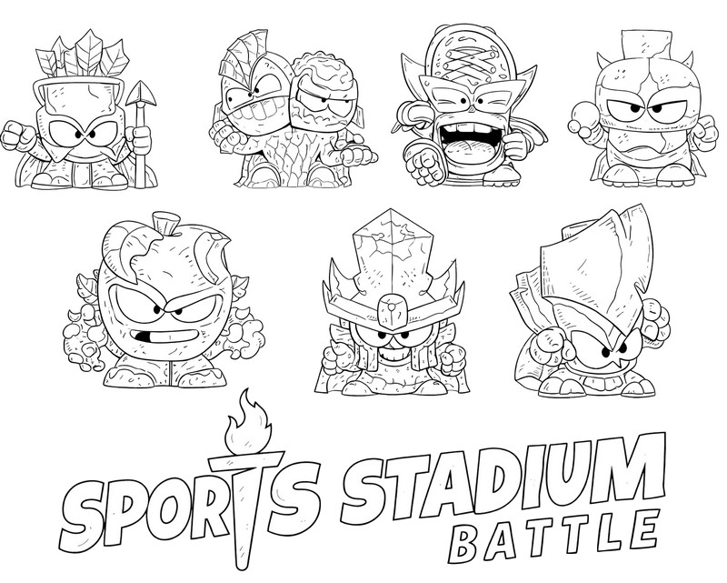 Immagine da colorare - Sports Stadium Battle - V - Superthings Kazoom Power Warriors