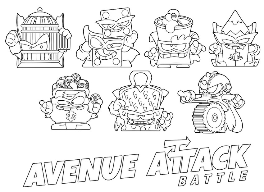 Illustrazione da colorare - Avenue Attack Battle - V - Superthings Kazoom Power Warriors