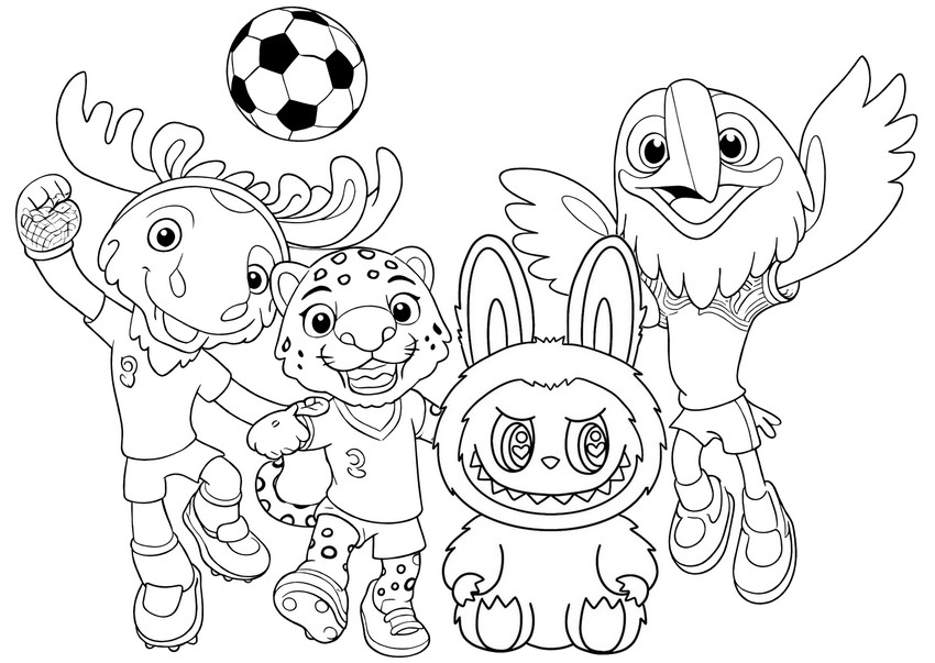 Downloadable coloring - The mascots - Labubu - Football