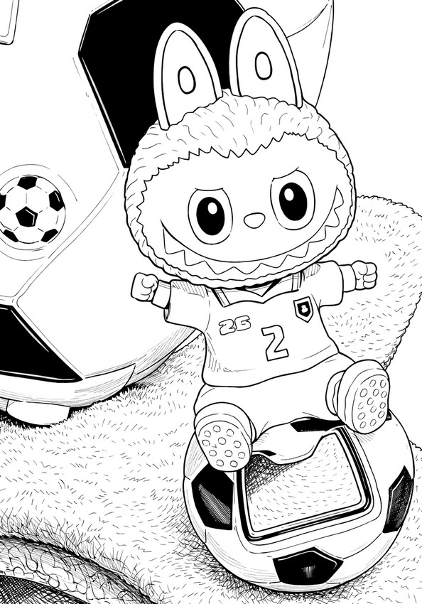 Coloring page - Bottle opener - Labubu - Football