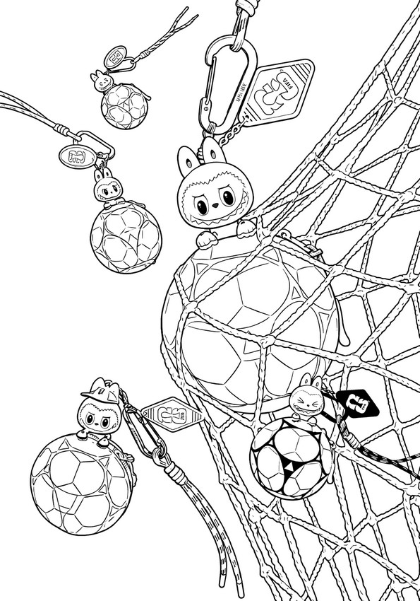 Downloadable coloring - Keychain - Labubu - Football