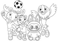 Coloring page - The mascots - Labubu - Football