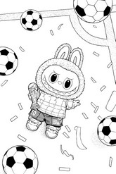 Drawing to color - Labubu champion - Labubu - Football