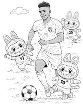 Downloadable coloring - Vinicius Junior - Labubu - Football