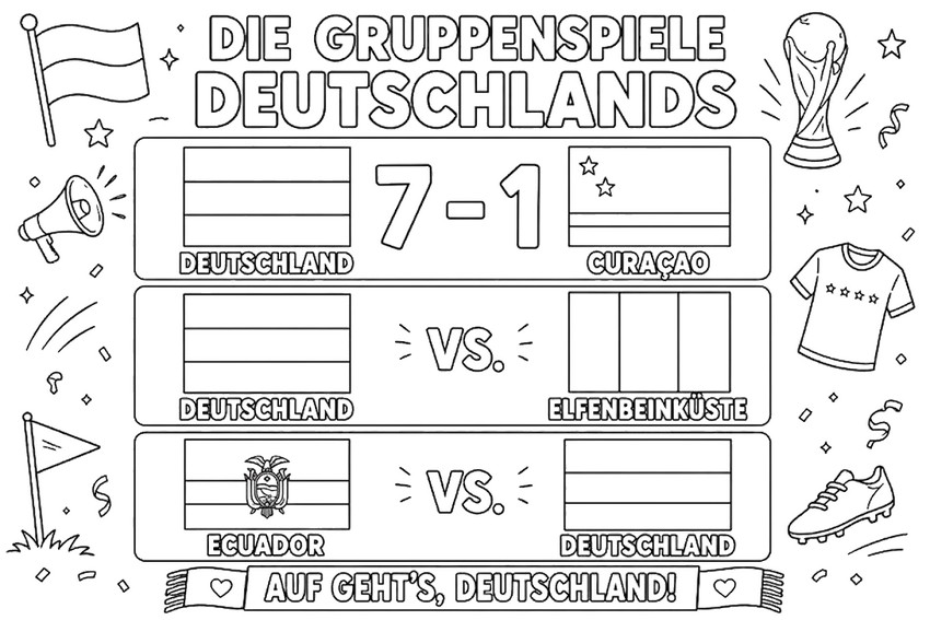 Free coloring page - Group stage matches - Germany national football team 2026