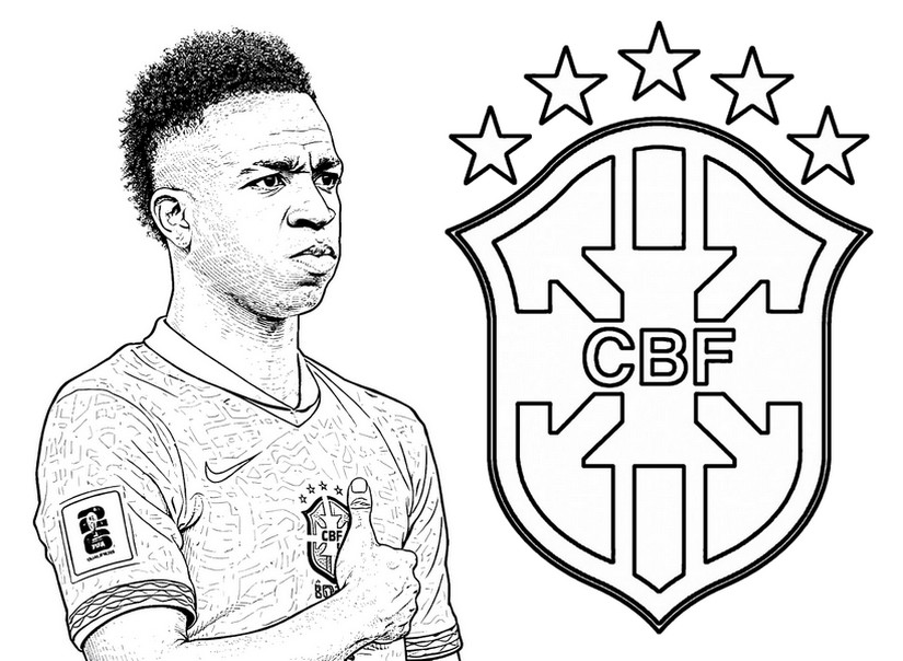 Coloring sheet - Vinicius Júnior - Brazil national football team 2026