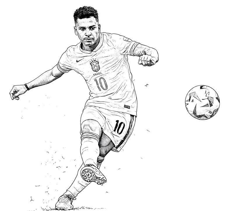 Coloring page - Rodrygo - Brazil national football team 2026
