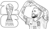 Image à colorier - Neymar - Equipe du Brésil de football 2026