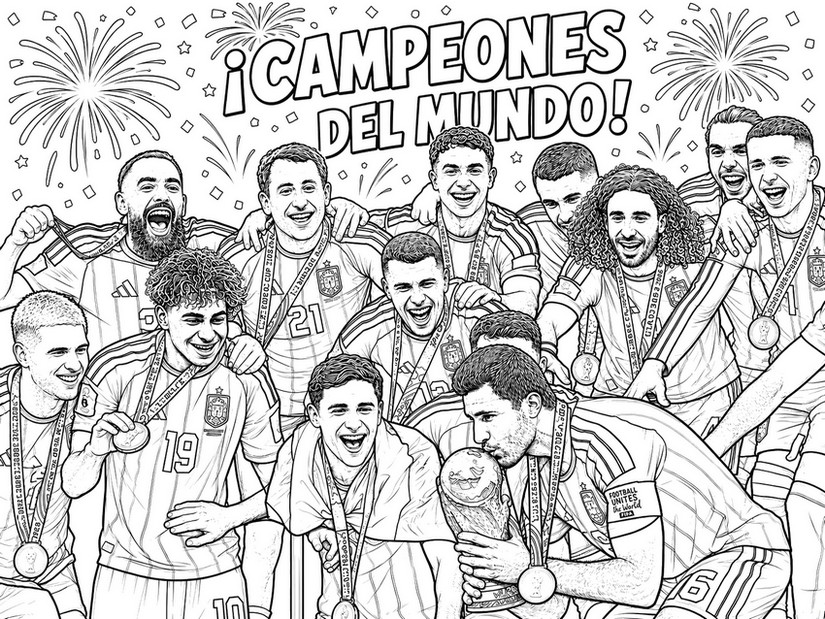 Dibujo para colorear - La victoria - Selección española de fútbol 2026