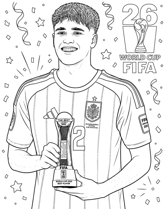 Hoja para colorear - Cubarsi mejor joven - Selección española de fútbol 2026