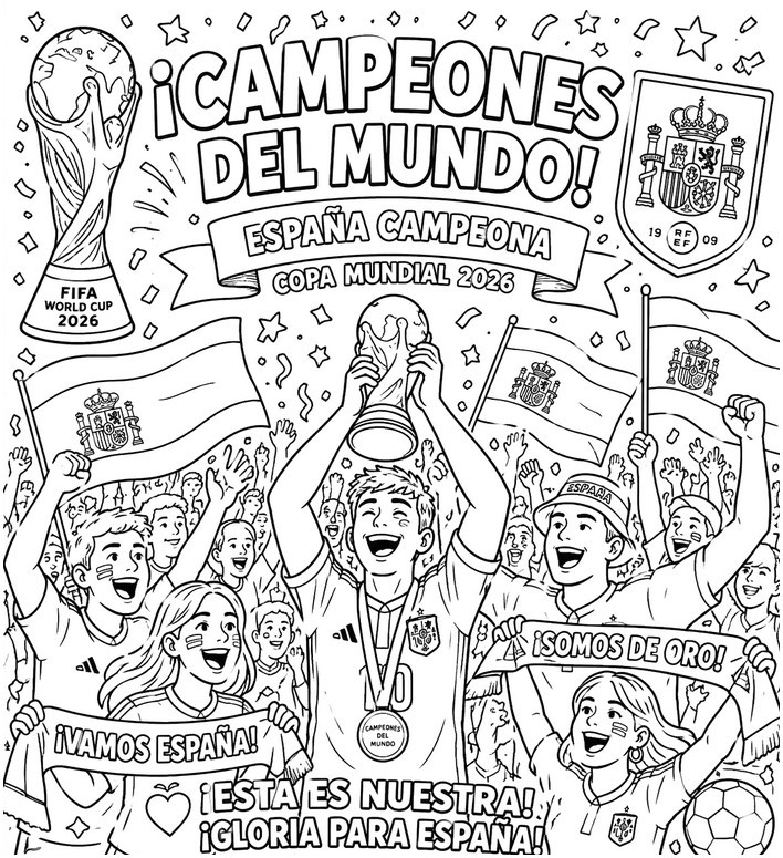 Dibujo para imprimir - campeón del mundo - Selección española de fútbol 2026