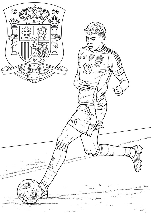 Coloring sheet - Lamine Yamal - Spain national football team 2026