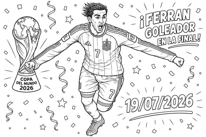 Dibujo descargable - Ferran Torres - Selección española de fútbol 2026