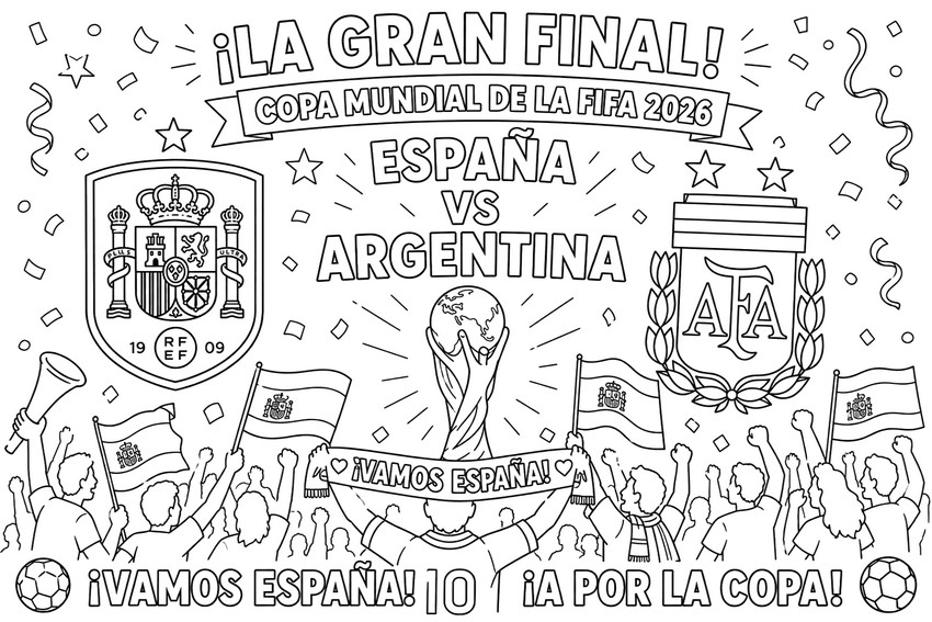 Downloadable coloring - The grand final - Spain national football team 2026