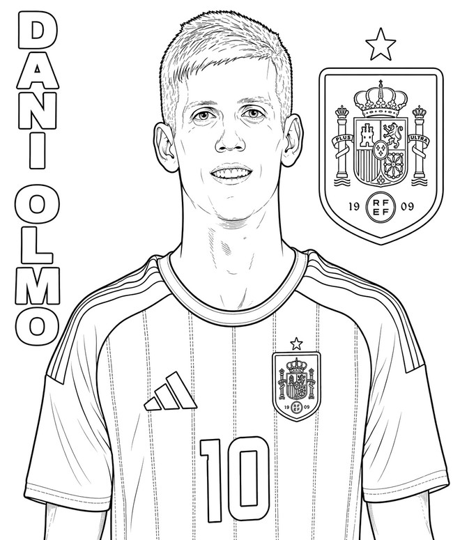 Coloring page - Dani Olmo - Spain national football team 2026