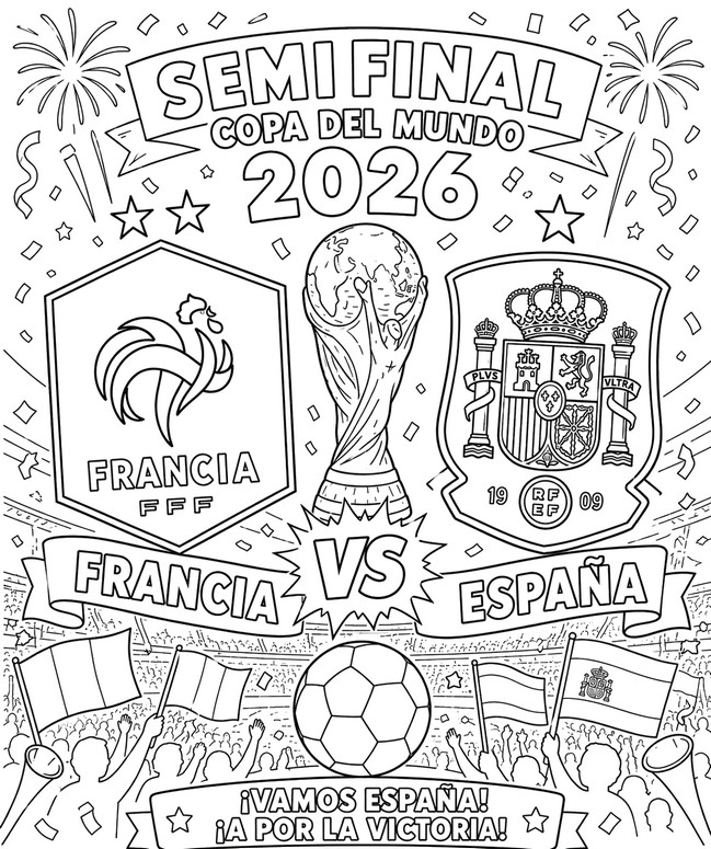 Ausmalbild - Halbfinale - Spanische Fußballnationalmannschaft 2026