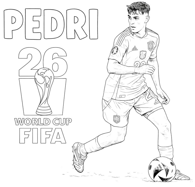 Drawing to color - Pedri - Spain national football team 2026