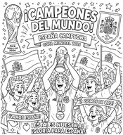 Hoja para colorear - campeón del mundo - Selección española de fútbol 2026