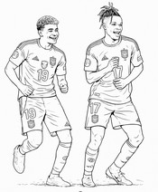Coloring page - Lamine Yamal and Nico Williams - Spain national football team 2026