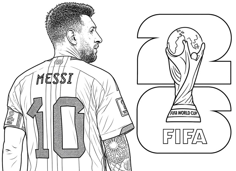 Coloriage - Lionel Messi - Equipe d'Argentine de football 2026