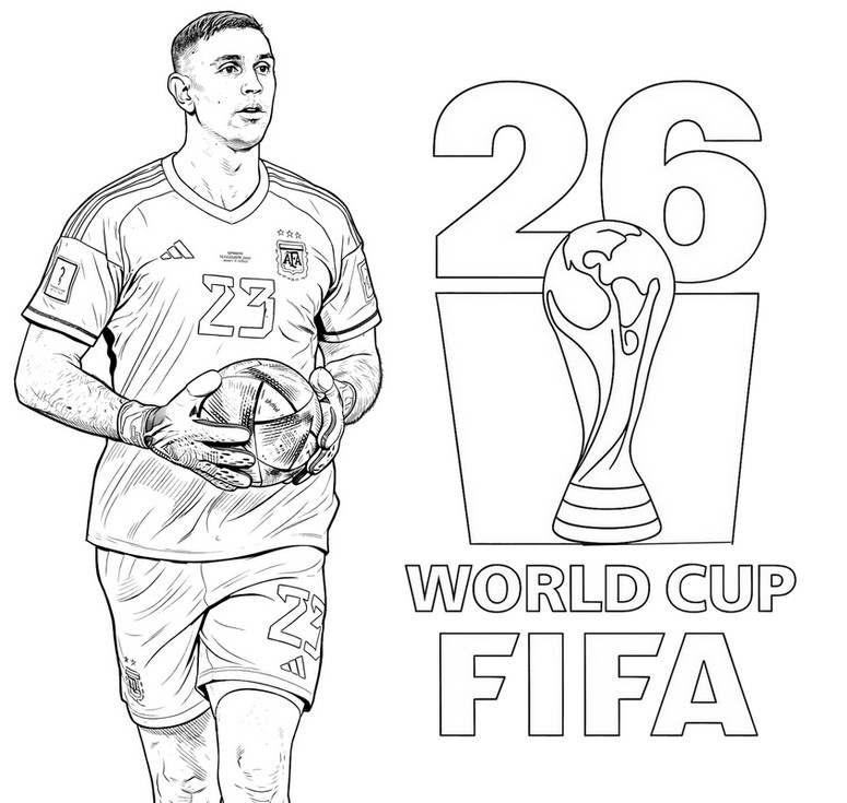 Downloadable coloring - Emiliano Martínez - Argentina national football team 2026