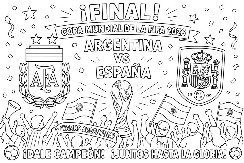 Coloring sheet - Final - Argentina national football team 2026