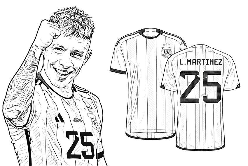 Drawing to color - Lisandro Martínez - Argentina national football team 2026