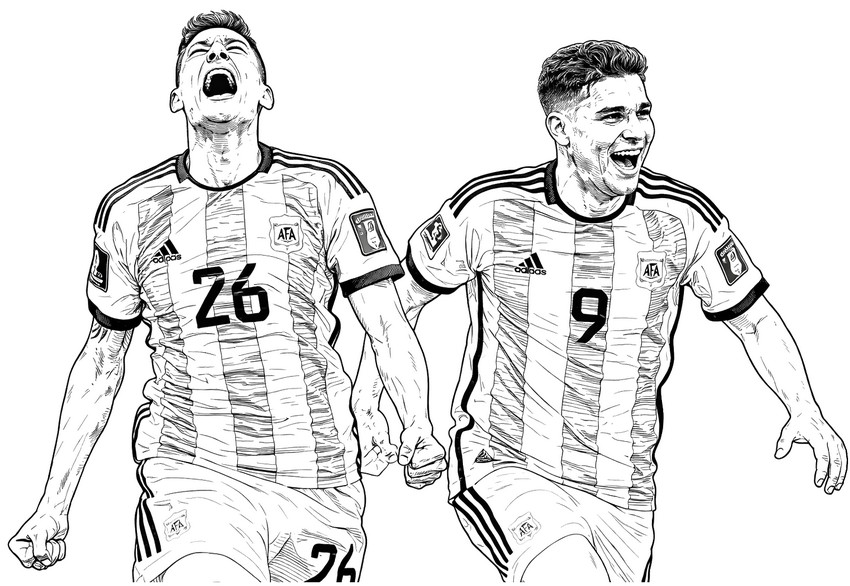 Free coloring page - Molina and Álvarez - Argentina national football team 2026